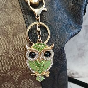 Green and Gold Owl Keychain